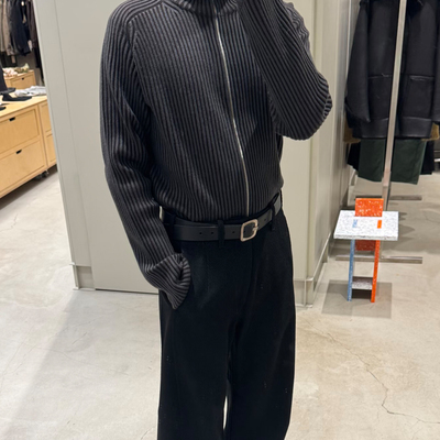 Omar自主25AW 德国扬子纱100%全羊毛高领夹克重磅1KG针织外套静奢