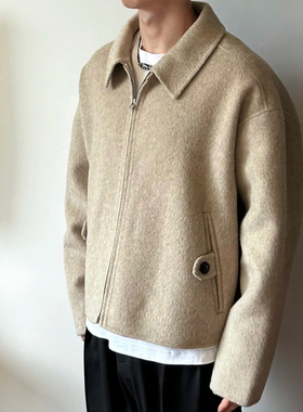 自主AC风格25FW重磅90羊毛10羊绒双面呢短宽版型纽扣外套夹克秋冬