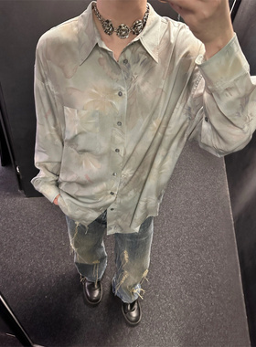 Magliano 幻彩花卉印花绸缎衬衫慵懒风OS宽松休闲廓形衬衫