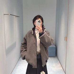 MM高定双面绒面拉链进口再生环保尼龙拼接摇粒绒两面穿棉服外套