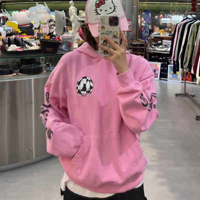 天花板CH自主mattyboy粉色涂鸦千眼连帽卫衣高克重宽松潮流男女