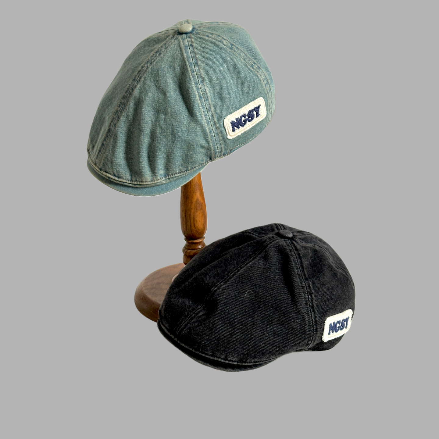 前进帽时髦复古男女潮款逛街帽秋冬新款做旧牛仔布字母装饰鸭舌帽