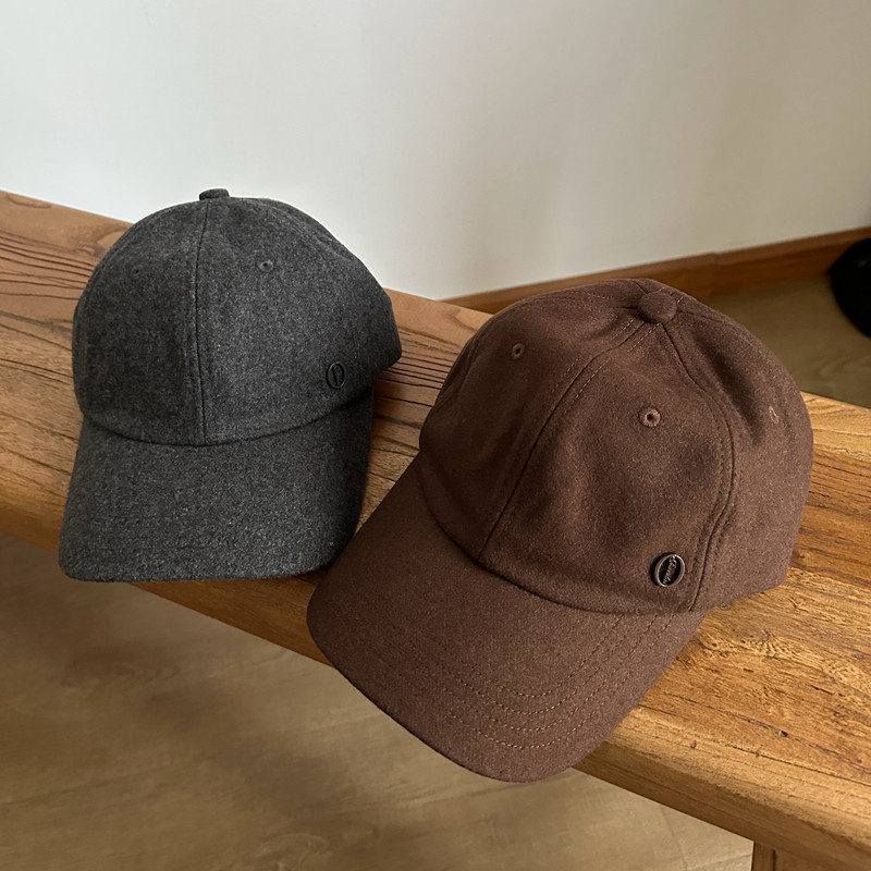厚款冬季保暖鸭舌帽显脸小帽子灰色酒红色好版型棒球帽羊毛呢子