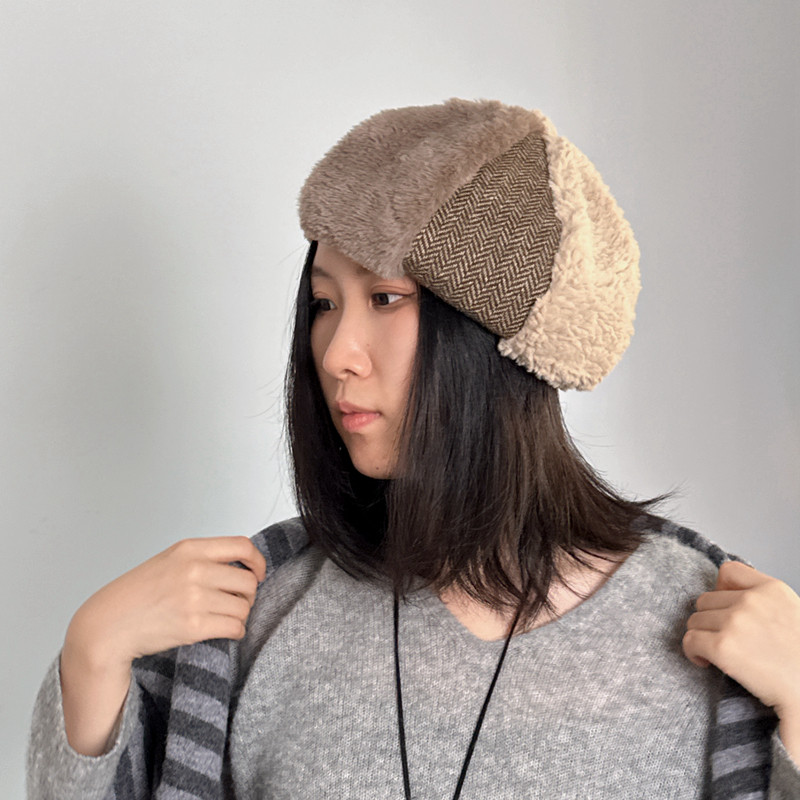 八角帽女士秋冬加厚卡哇伊帽子