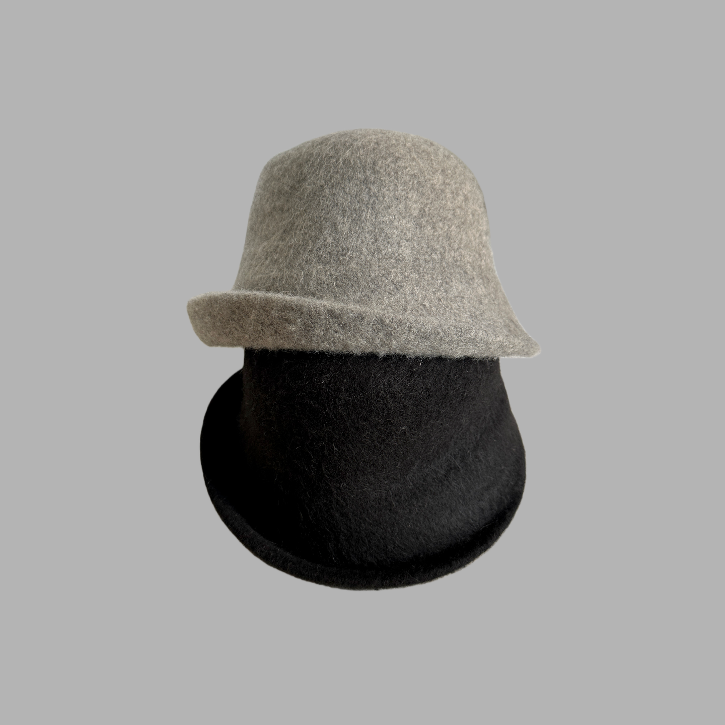 新国风秋冬保暖女士灰色咖色帽加厚驼绒羊毛卷边小礼帽盆帽显脸小