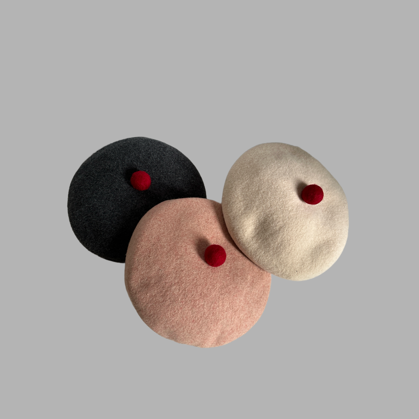 撞色蓓蕾帽装饰帽秋冬保暖帽子可爱显脸小减龄女士粉色灰色贝雷帽