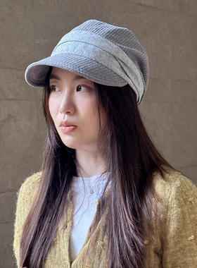 鸭舌帽粉色灰色褶皱棒球帽精致洋气26年秋季新款日系女士遮阳帽