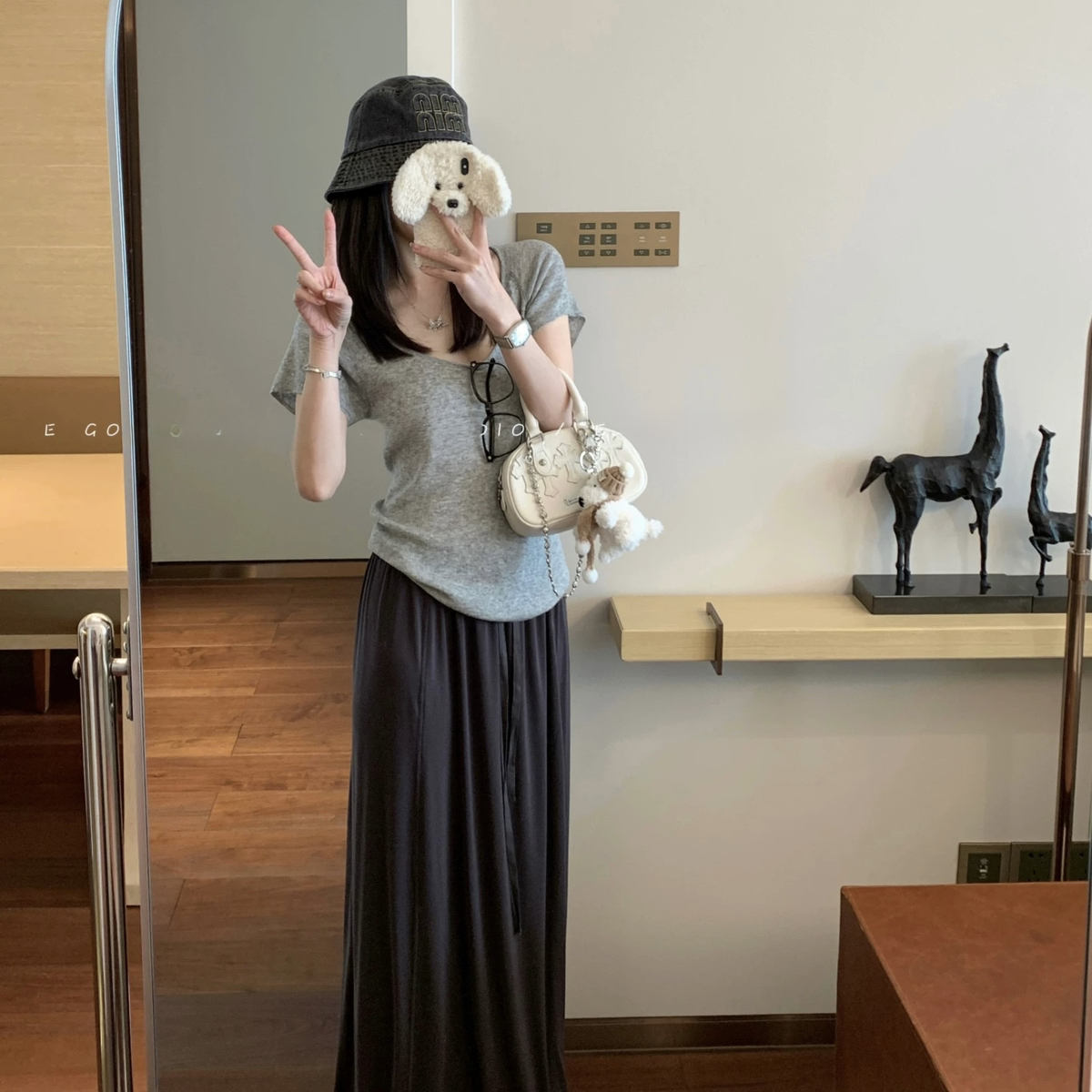 KAPOK-超细羊毛纯色U领上衣针织衫(含5羊毛)YS1-25869