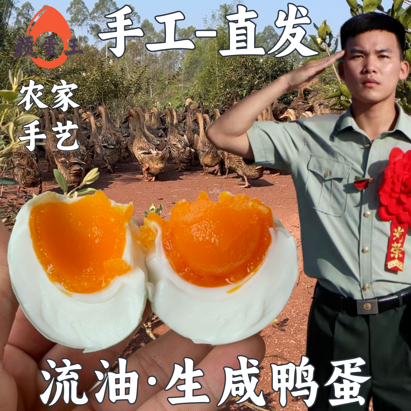 双黄鸭蛋生咸鸭蛋传统兵哥手工红泥低盐腌制非海鸭蛋不咸蛋黄特产