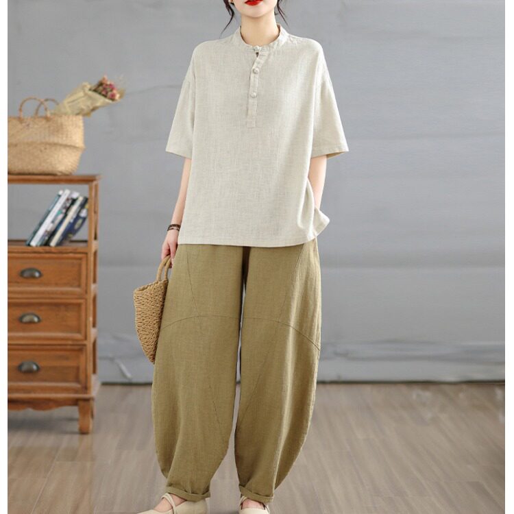 禅修服修行佛衣拜佛衣服中国风茶服女亚麻太极上衣高端居士服禅意