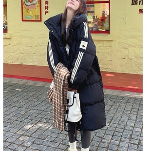 2025冬季新款初高中学生羽绒服外套少女中长款过膝加厚连帽白鸭绒