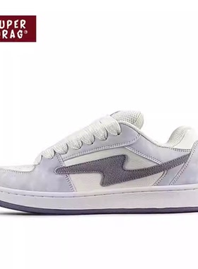 超拽SUPERDRAG 面包鞋原创复古闪电板鞋女潮小众百搭耐磨休闲鞋子