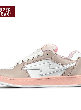 超拽SUPERDRAG 鸽子粉闪电低帮板鞋女潮鞋原创小众复古休闲面包鞋