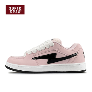 超拽SUPERDRAG 闪电鞋原创裸粉低帮板鞋女夏季小众复古休闲鞋子潮
