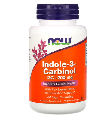 直邮美国Now Indole-3-Carbinol 吲哚-3-甲醇 200mg 60粒
