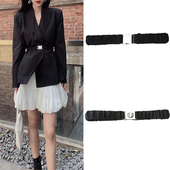 韩版 连衣裙布料腰带松紧简约潮流 腰封衬衫 女士弹力宽腰带时装 西装