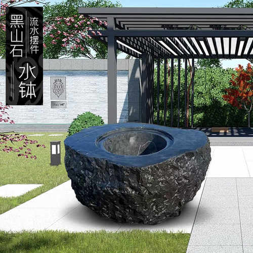 新中式庭院流水景观石盆