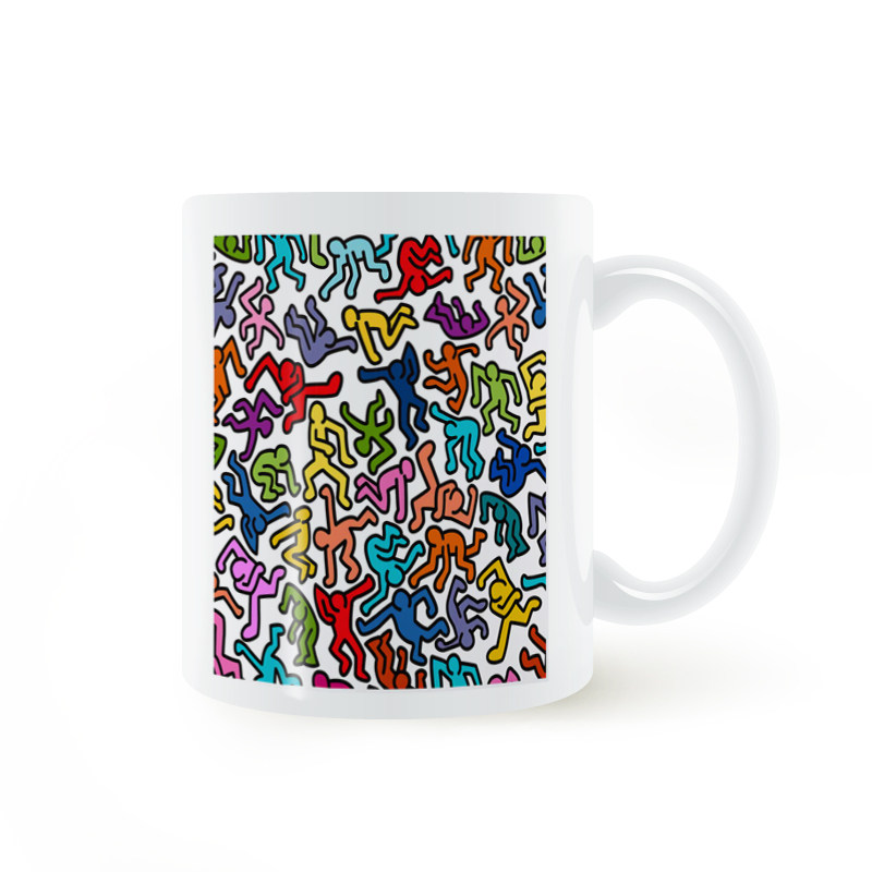 homage to keith haring mug彩色数字涂鸦美式马克杯陶瓷水杯