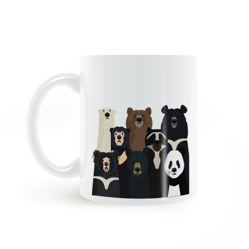 Bear family portrait mug黑熊全家福马克杯