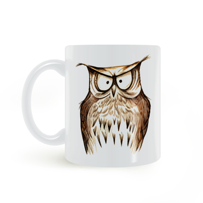 猫头鹰涂鸦白色陶瓷咖啡马克杯owls coffee mug