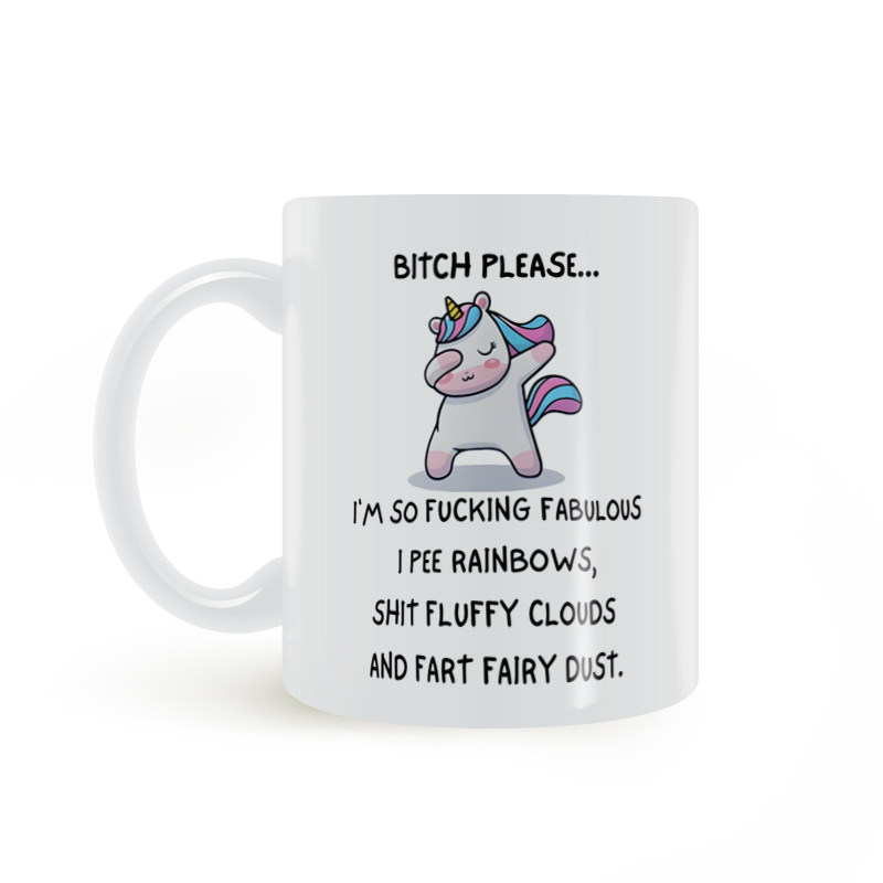 bitch please unicorn mug美式白色陶瓷卡通水杯马克杯
