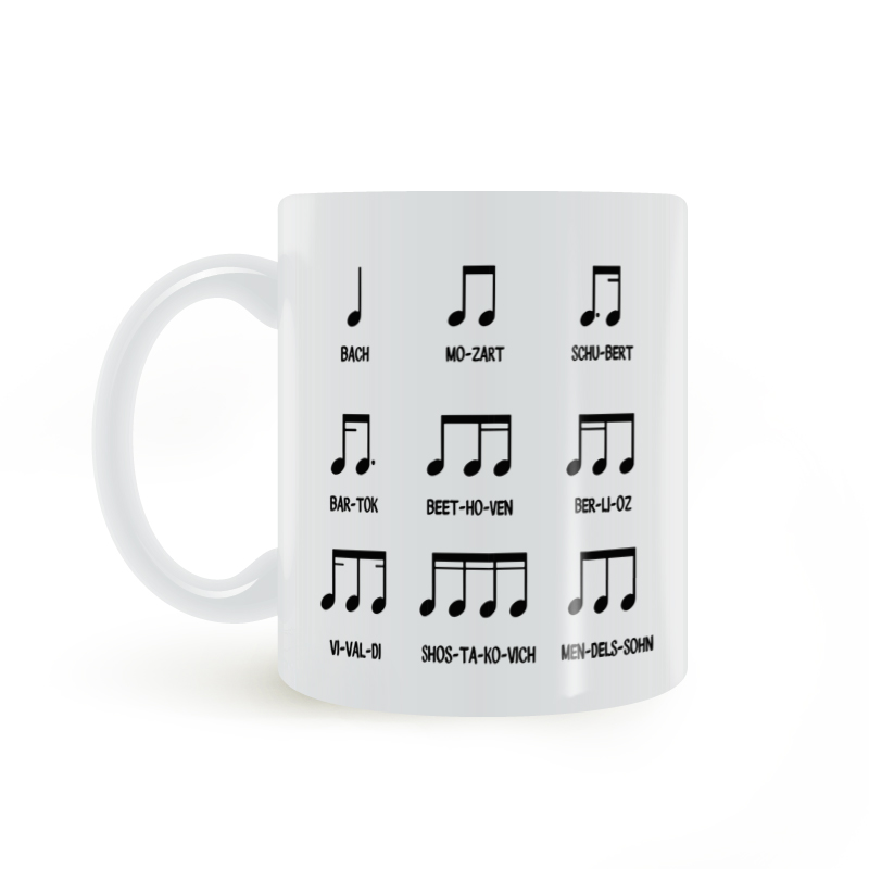 音乐家作者插画五线谱音符乐符美式白陶瓷马克杯水杯