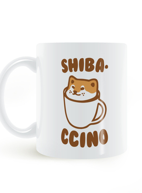 shiba Inu Shibaccino mug牛奶咖啡日本柴犬马克杯办公室咖啡杯