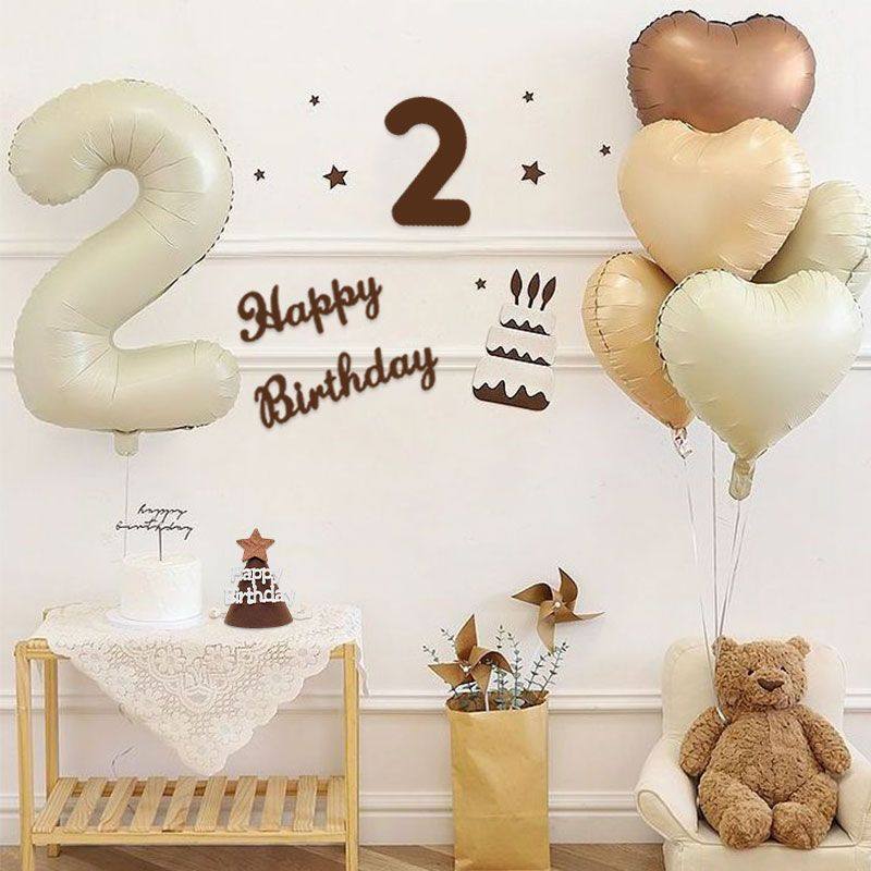 儿童生日气球宝宝周岁布置装饰气球爱心网红奶油生日气球套餐装饰