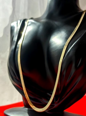 意大利工艺进口中古着首饰柔软蛇骨链925纯银镀金长项链项圈颈链