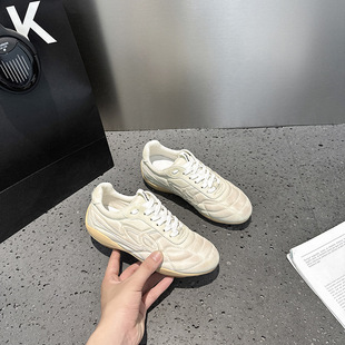 白敬亭同款黑色德训鞋鞋子户外软底休闲鞋女小众运动赛车鞋老爹鞋