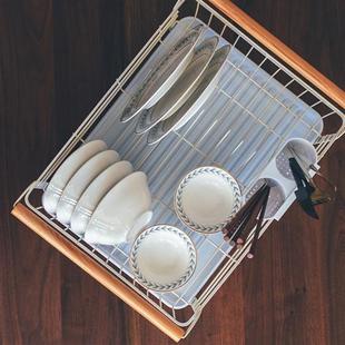 铁艺厨房碗碟架沥水架台面收纳置物框篮筷子篓厨具水杯盘碗架 日式
