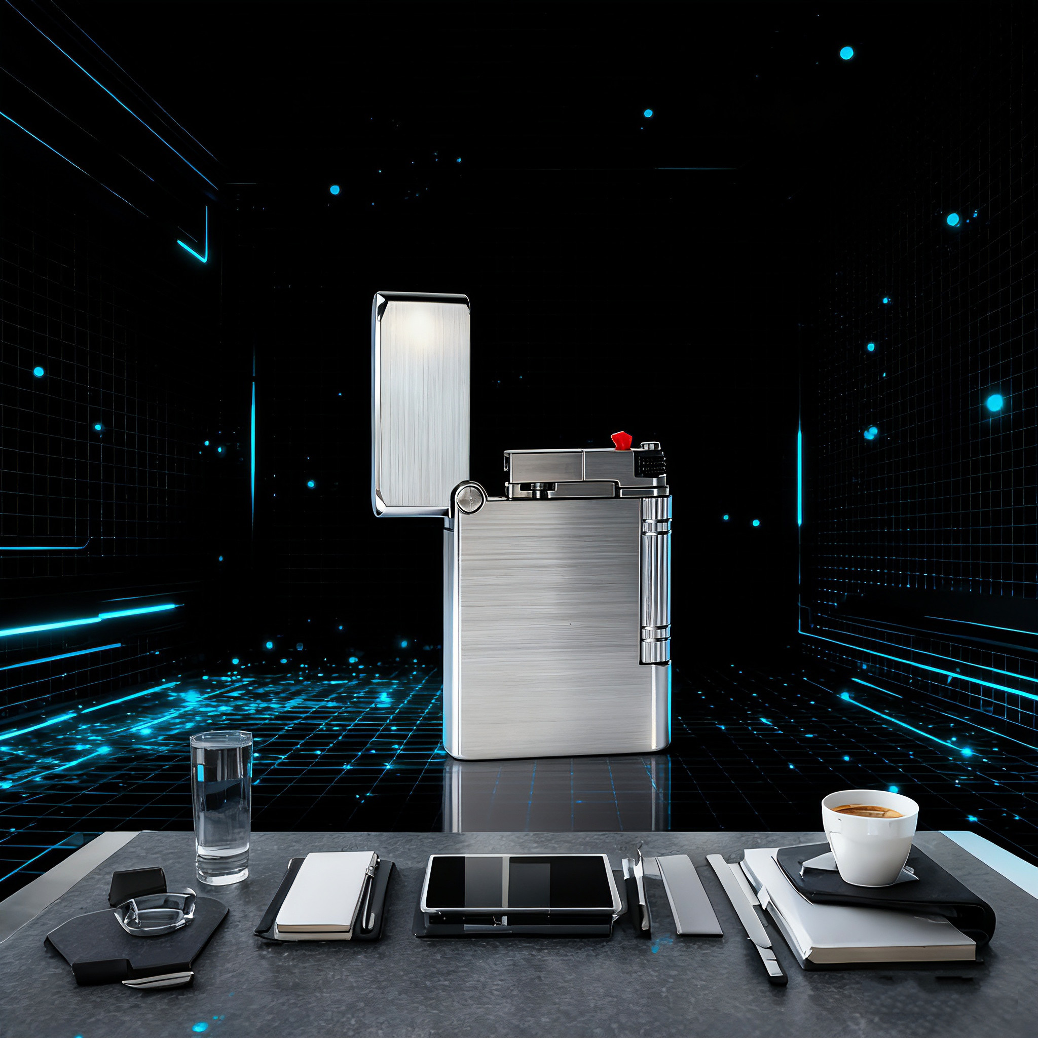 凌穹暗夜名士W宽版新款侧滑煤油打火机不锈钢钛合金黄铜复古送礼