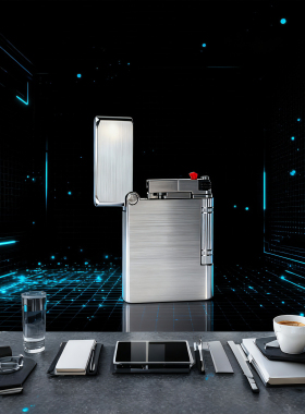 凌穹暗夜名士W宽版新款侧滑煤油打火机不锈钢钛合金黄铜复古送礼