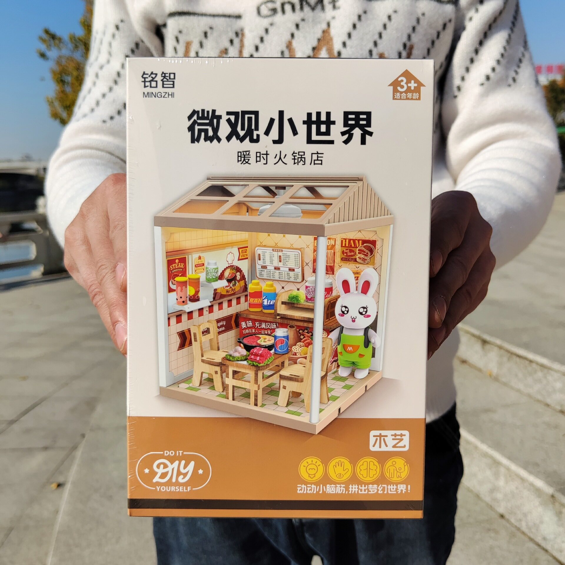 儿童玩具DIY拼装火锅店带灯光微观小世界系列积分兑换礼品批发