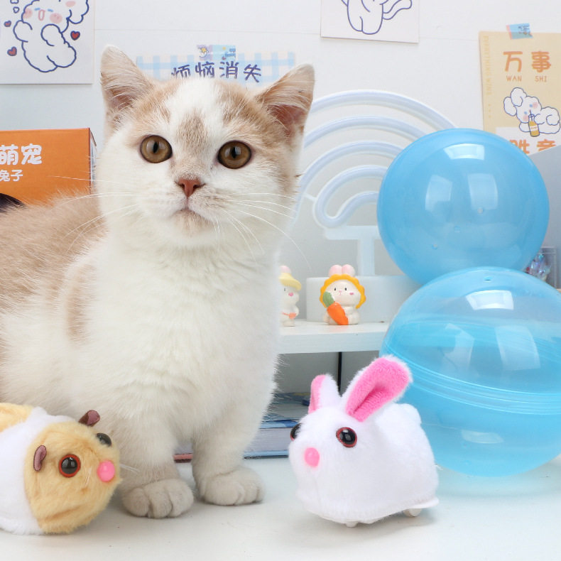 抖音同款电动小兔子滚球仓鼠粉色跑球儿童毛绒宝宝学爬逗猫狗玩具
