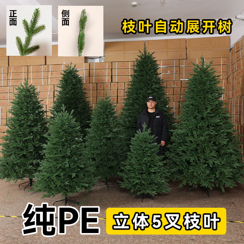 2025纯pe圣诞树christmas摆件3米大型巨型聖誕樹折叠树跨境套餐