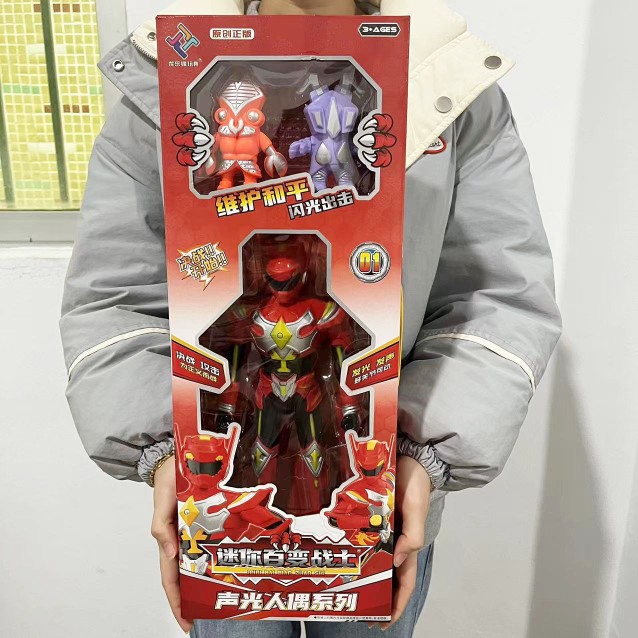 儿童玩具迷你百变战士机器人模型玩具声光人偶关节可动豪华版批
