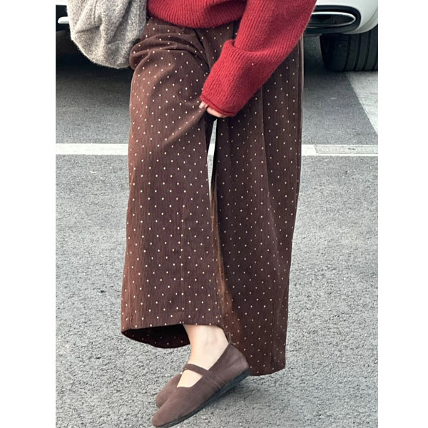 灯芯绒裤子女冬季加绒加厚今年流行慵懒风波点休闲裤梨型身材裤子