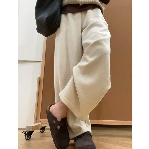 米杏色加绒加厚阔腿裤女冬季2026流行新款宽松显瘦软糯垂感休闲裤,女装/女士精品,大码裤装,淘宝优惠券,粉丝福利购,淘宝优惠卷