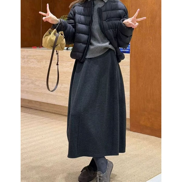 灰色毛呢半身裙女2026新款大码胖mm遮胯显瘦a字伞裙中长款花苞裙,女装/女士精品,大码半身裙,淘宝优惠券,粉丝福利购,淘宝优惠卷