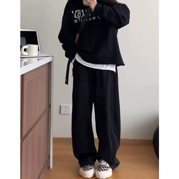 大码裤子女秋冬加绒2025新款今年流行的弯刀裤胖mm显瘦卫裤运动裤