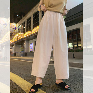 高腰宽松显瘦九分裤 大码 薄款 胖妹妹mm棉麻休闲阔腿夏季 200斤 女装