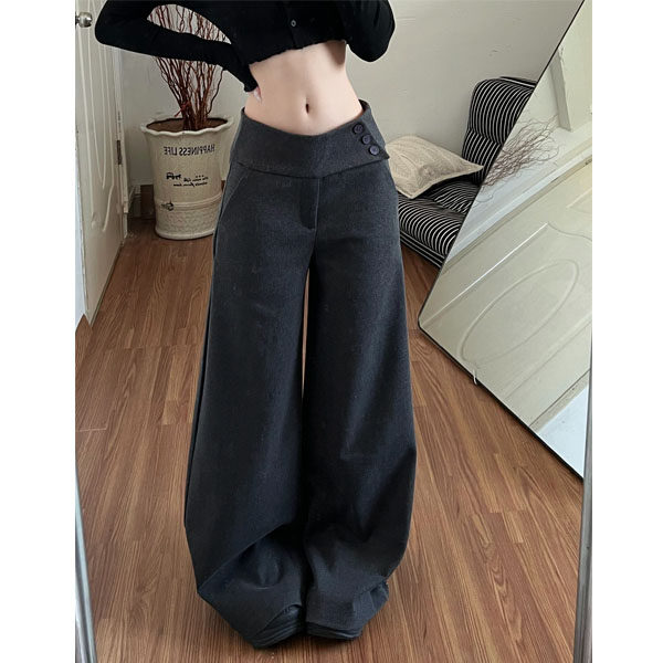 灰色加绒加厚阔腿裤女2026流行爆款高级感垂感大码胖mm毛呢西装裤,女装/女士精品,大码裤装,淘宝优惠券,粉丝福利购,淘宝优惠卷