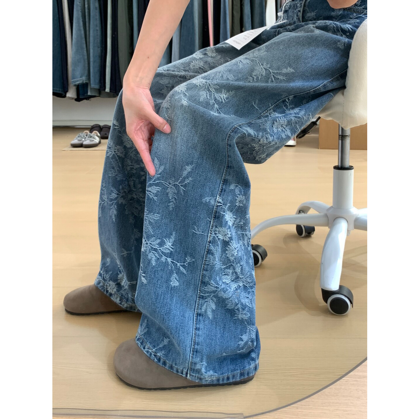 大码胖mm宽松显瘦复古阔腿长裤子