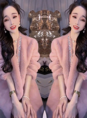 2024秋冬新款软糯糯奶呼呼显粉紫色气质时尚洋气外套皮毛一体大衣