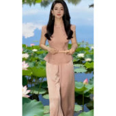 提花上衣阔腿裤 2025夏季 女高级感气质优雅高端短袖 国风套装 新中式