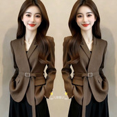 通勤收腰显瘦西装 新款 饰职业西服外套女2026春季 欧货高级感腰带装