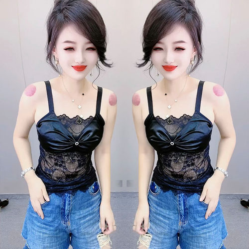 蕾丝V领收腰性感女人味吊带