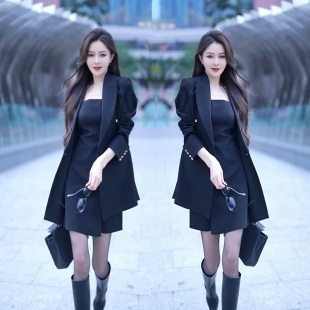 气质套装 显瘦纯色中长款 裙2024春季 时尚 西服打底裙 新款 高品质爆款