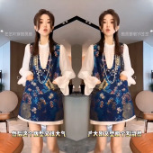 衬衫 新中式 国风提花遮肉洋气马甲 新款 精致漂亮两件套女2026春季